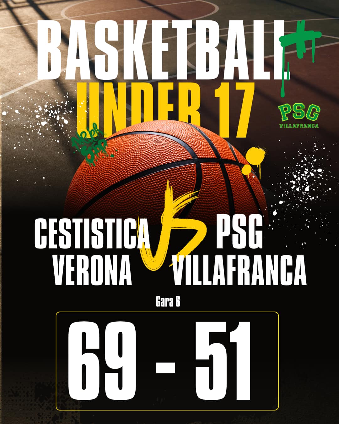 Under 17 gold
Cestistica Verona – PSG Villafranca 69 – 51 (19-10, 42-21, 54-34, …